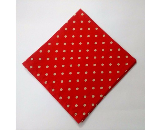 Cream on Red - 12" POLKA DOT Unisex Men Women Pocket Square Handkerchief Hanky - 100% Cotton